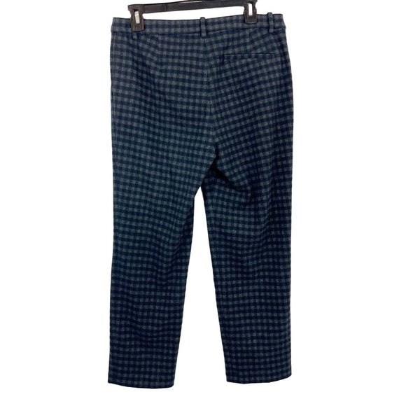 Theory Treeca Gingham Knit Dress Pants Gray & Navy Blue Plaid - Women's Size 8 - Picture 2 of 9
